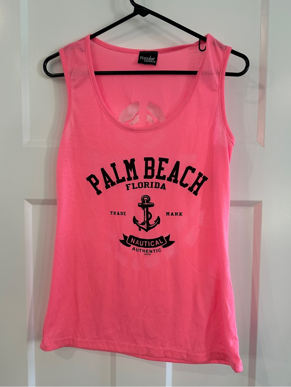 Women’s hot pink Palm Beach tank top with Anchor cut out in back size L Women’s